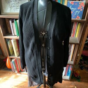 CAbi black grandpa button down S Madison cotton sweater